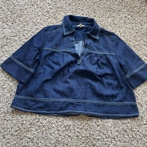 Pilcro Indigo Denim Top with Contrast Stitching
